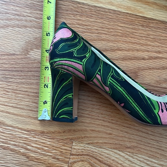 Authentic Vintage PRADA Heels Size 36 Floral Pattern Black Green Pink Block Heel - Picture 8 of 8